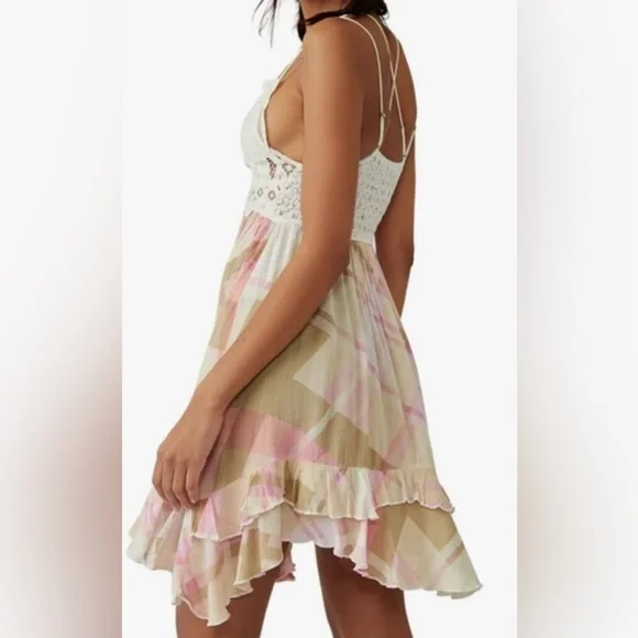 #269 Free People Adella Printed Mini Slip Medium - Picture 2 of 5